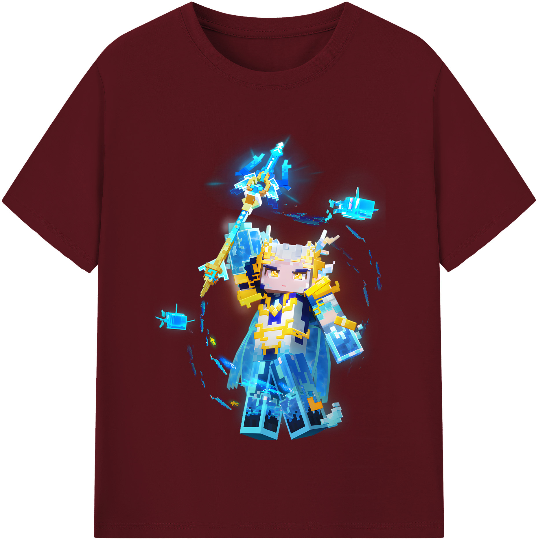 （画像用） マインクラフト ブロックの世界 Minecraft MC Block world 綿100％半袖Tシャツ（フロントプリント）